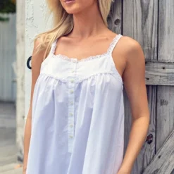 Women's Cotton Victorian Nightgown, Cecilia Sleeveless Lace Trimmed Button Up Long Vintage Night Dress Gown -Best Clothing Store GUEST 2a6449b1 3d65 4218 b91e 33d744d3548f