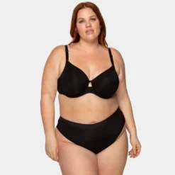 Curvy Couture Women's Plus Size Silky Smooth High Cut Thong Panty