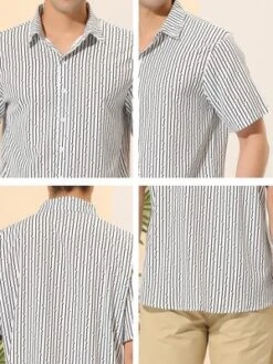 Lars Amadeus Men's Summer Striped Shirt Short Sleeves Casual Button Down Beach Shirts -Best Clothing Store GUEST 2c7d8dbf d6ad 463f 8beb cf22f1fbffc9