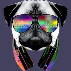 Women's Design By Humans Rainbow Beat DJ Pug By Clingcling Racerback Tank Top