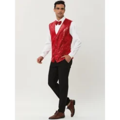 Lars Amadeus Men's Sequin Shiny Slim Fit Sleeveless Vest Suit Waistcoat Set With Bow Tie 16 Lars Amadeus Men's Sequin Shiny Slim Fit Sleeveless Vest Suit Waistcoat Set With Bow Tie -Best Clothing Store GUEST 2d65a408 38d7 4cca b89d d3d419385ff6