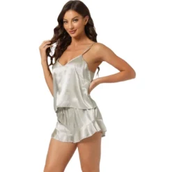 Cheibear Women's Satin Spaghetti Cami Tops Shorts Sleepwear Lounge Sets -Best Clothing Store GUEST 2d8da47f d5e6 40c4 8597 fd1b8f6f360c