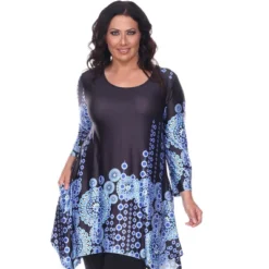 Women's Plus Size 3/4 Sleeve Printed Rella Tunic Top With Pockets - White Mark -Best Clothing Store GUEST 2e56f703 6897 4215 b170 56d93ec3c5e3