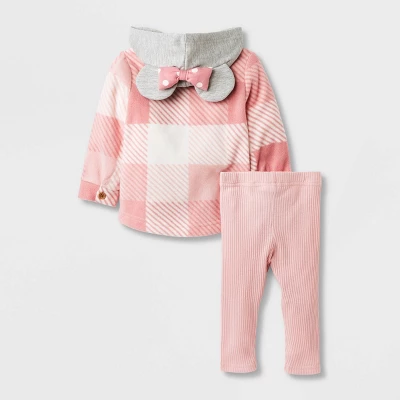 Baby Girls' Disney Minnie Mouse Solid Top And Bottom Set - Pink 3 Baby Girls' Disney Minnie Mouse Solid Top And Bottom Set - Pink