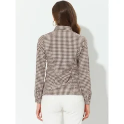 Allegra K Women's Turn Down Collar Plaid Button Up Shirt Long Sleeve Blouse Top -Best Clothing Store GUEST 30030108 83b0 4dad 8855 77acc2ac3472