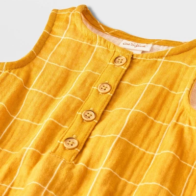 Baby Sun Gauze Tank Henley Romper - Cat & Jack™ Yellow 4 Baby Sun Gauze Tank Henley Romper - Cat & Jack™ Yellow - Image 2