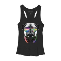 Women's Design By Humans Rainbow Beat DJ Pug By Clingcling Racerback Tank Top -Best Clothing Store GUEST 34077e34 f679 4538 9019 b5d3a2c680ad