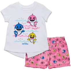 Pinkfong Baby Shark Little Girls French Terry Graphic T-Shirt & Shorts Set Pink/White -Best Clothing Store GUEST 3485706b 0310 4b03 b667 0cfd50ce8f00