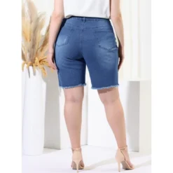 Agnes Orinda Women's Plus Size Denim Shorts Mid Rise Ripped Frayed Bermuda Jean Shorts -Best Clothing Store GUEST 349a4590 927d 4ded 91d0 b7e1f2a5cbae
