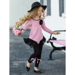 Girls Fine Lines Lace Tunic & Trimmed Legging Set - Mia Belle Girls -Best Clothing Store GUEST 3556fa6a 39c5 48b3 8e1e 46ec90da97f3