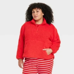 Women's Faux Shearling Matching Family Half Zip Pullover - Wondershop™ Red -Best Clothing Store GUEST 361f6692 e949 4785 88d7 e01c6d6c7bed