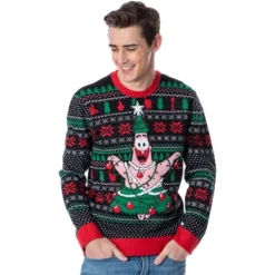 SpongeBob SquarePants Men's Patrick Christmas Tree Ugly Sweater Knit Pullover -Best Clothing Store GUEST 36497d5a e3f2 438f a245 e34931159fd3