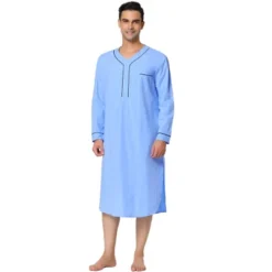 Lars Amadeus Men's Nightshirt Cotton Sleep Shirt Long Sleeves Henley Nightgown Sleepwear -Best Clothing Store GUEST 3698a43c 7e96 406c 8b1e a59ec14681b1