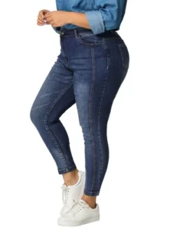 Agnes Orinda Women's Plus Size Mid Rise Stretch Washed Skinny Denim Jeans -Best Clothing Store GUEST 36ebdffa ae82 412f 9cc7 d33d29af5865