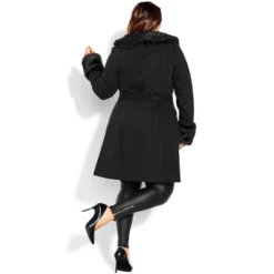 Women's Plus Size Make Me Blush Coat - Black | CITY CHIC