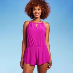 Women's UPF 50 High Neck Swim Romper With Pockets One Piece Swimsuit - Aqua Green® -Best Clothing Store GUEST 3773a36b 04c5 43be 8c52 4fd8661761f8