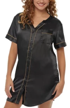 Womens Satin Night Shirt, Boyfriend Style Short Sleeve Sleep Shirt 14 Womens Satin Night Shirt, Boyfriend Style Short Sleeve Sleep Shirt -Best Clothing Store GUEST 37a1da4e b18a 4e9b 8216 4424e25ba2a2
