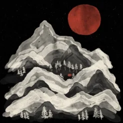 Men's Design By Humans Blood Moon Lake Mountain By NDTank Tank Top