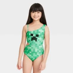 Girls' Minecraft One Piece Swimsuit - Green -Best Clothing Store GUEST 38b49f60 d458 47ad adb6 617b7e09c39f