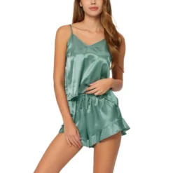 Cheibear Women's Satin Spaghetti Cami Tops Shorts Sleepwear Lounge Sets -Best Clothing Store GUEST 39003fe8 bfb5 4188 af92 a15aa26a4ec0