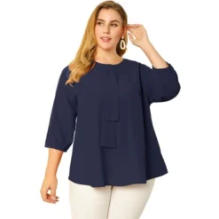 Agnes Orinda Women's Plus Size Work Round Neck Ruffle Chiffon Blouse Top -Best Clothing Store GUEST 39f65299 32a8 4f49 aa63 a945b8e1a340