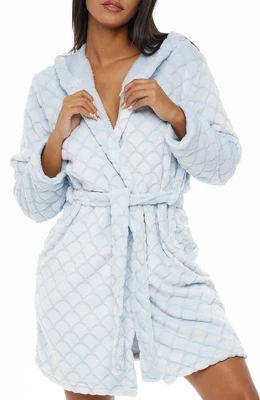 Women's Warm Soft Plush Fleece Bathrobe With Hood, Knee Length Hooded Robe, Seashell Scalloped 12 Women's Warm Soft Plush Fleece Bathrobe With Hood, Knee Length Hooded Robe, Seashell Scalloped - Image 10