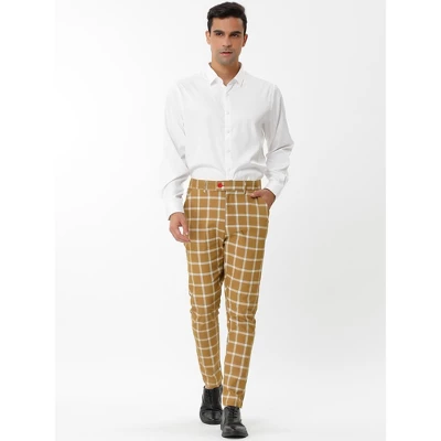 Lars Amadeus Men's Plaid Dress Pants Slim Fit Business Checked Trousers 4 Lars Amadeus Men's Plaid Dress Pants Slim Fit Business Checked Trousers - Image 2