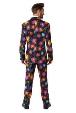 Suitmeister Men's Christmas Suit - Fireworks Black
