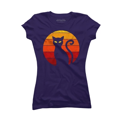 Junior's Design By Humans Vintage Retro Sunset Halloween Black Cat I By Lemonpepper T-Shirt 8 Junior's Design By Humans Vintage Retro Sunset Halloween Black Cat I By Lemonpepper T-Shirt - Image 6