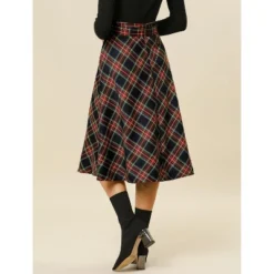 Allegra K Women's Tartan Plaid High Waist Belted Vintage A-Line Midi Skirt -Best Clothing Store GUEST 3cb2d2de 162a 4c76 92b2 4f7734ad90e0