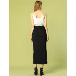 Allegra K Women's Skirt Split Ruched High Waist Summer Beach Maxi Skirts -Best Clothing Store GUEST 3da42dff 01c7 4bfa a926 35b04ee0011b