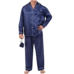 Men's Classic Satin Pajamas Lounge Set, Long Sleeve Top And Pants With Pockets, Silk Like PJs With Matching Sleep Mask 19 Men's Classic Satin Pajamas Lounge Set, Long Sleeve Top And Pants With Pockets, Silk Like PJs With Matching Sleep Mask -Best Clothing Store GUEST 3e18bf5b d7ec 40b3 bc61 e6ae24b1aea0