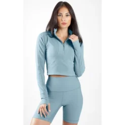 90 Degree By Reflex Interlink Ribbed Half Zip Long Sleeve Crop Top -Best Clothing Store GUEST 3e969642 2c2a 47ca 887b aa8324844cb9