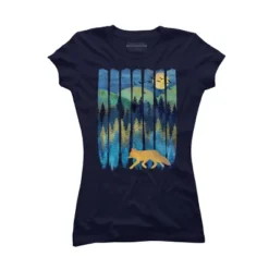Junior's Design By Humans Fox Forest Night By Maryedenoa T-Shirt -Best Clothing Store GUEST 3ef57181 8057 4839 8135 04b9d39abacd