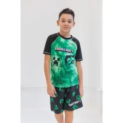 Minecraft Creeper Rash Guard Swim Shirt Little Kid To Big Kid