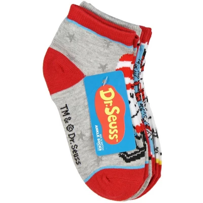 Dr. Seuss Socks Kids Cat In The Hat Thing 1 Thing 2 Ankle No Show Socks - 5 Pack Multicoloured 4 Dr. Seuss Socks Kids Cat In The Hat Thing 1 Thing 2 Ankle No Show Socks - 5 Pack Multicoloured - Image 2