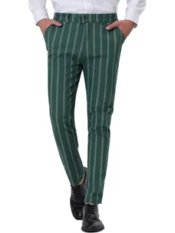 Lars Amadeus Men's Dress Striped Slim Fit Flat Front Business Trousers -Best Clothing Store GUEST 41eb2e45 8a51 43de 9b56 78047ec81c12