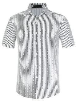 Lars Amadeus Men's Summer Striped Shirt Short Sleeves Casual Button Down Beach Shirts -Best Clothing Store GUEST 42e59252 37ac 4b6d 8a0e 558605330276
