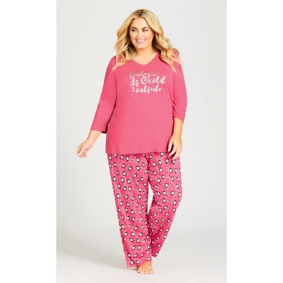 Women's Plus Size Cold Outside Sleep Top - Pink | AVENUE 3 Women's Plus Size Cold Outside Sleep Top - Pink | AVENUE