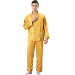 Lars Amadeus Men's Long Sleeves Button Down Satin Pajamas Set -Best Clothing Store GUEST 48fc782b 0d3b 46fb a62c e8c9ab08bd5e
