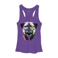 Women's Design By Humans Rainbow Beat DJ Pug By Clingcling Racerback Tank Top -Best Clothing Store GUEST 4b1ccc5e cc22 4ea6 86d1 8a0e8a626b9c