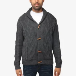 X RAY Men's Faux Shearling Shawl Collar Cable Knit Cardigan Sweater -Best Clothing Store GUEST 4bcc47f7 9a1b 4fcd bc57 831c46a1ab46