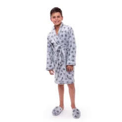 Sleep On It Boys Stars Plush Fleece Shawl Collar Robe With Matching Slippers
