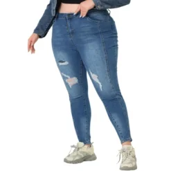 Agnes Orinda Women's Plus Size Mid Rise Stretch Washed Skinny Denim Jeans -Best Clothing Store GUEST 4cdf86d3 dd36 4414 9787 8cfe0823761f