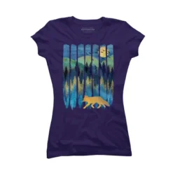 Junior's Design By Humans Fox Forest Night By Maryedenoa T-Shirt -Best Clothing Store GUEST 4e2bb601 ed58 4f72 b6df 73f545384458