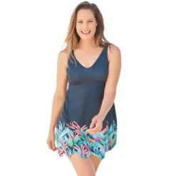 Swim 365 Women’s Plus Size Floral Border Swim Dress -Best Clothing Store GUEST 4e50c59f 1b58 4b07 9304 85be901721c5