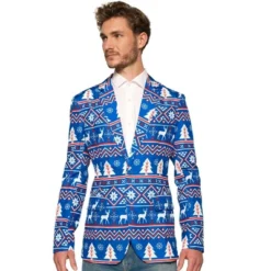 Suitmeister Men's Christmas Blazer - Christmas Blue Nordic Jacket - Blue -Best Clothing Store GUEST 5021a578 0095 4f34 96e0 59b1c3c4d0ff