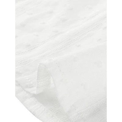 Allegra K Women's Peter Pan Collar Swiss Dots Short Sleeves Button Front Shirt 7 Allegra K Women's Peter Pan Collar Swiss Dots Short Sleeves Button Front Shirt - Image 5