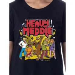 Scooby-Doo Womens' The Gang Heavy Meddle Nightgown Sleep Pajama Shirt Black