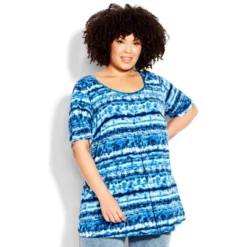 Women's Plus Size Liv Pleat Front Tunic - Ocean Tie Dye | AVENUE -Best Clothing Store GUEST 53b1adb5 bc15 420d a5fd ed3c0ac43227